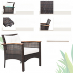 3 Pieces Patio Rattan Furniture Set