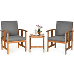 3 Pieces Solid Wood Patio Sofa Set