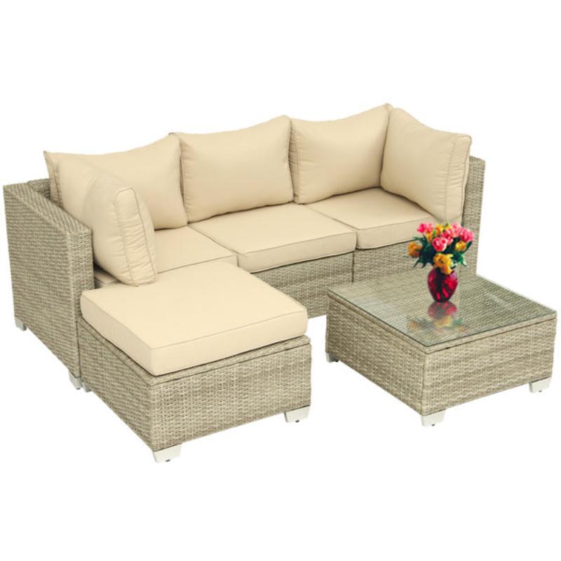 Patio Furniture Set 5 Pieces Wicker Sofa