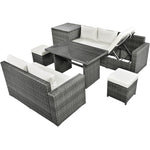 Outdoor 6-Piece PE Rattan Tempered Glass Table