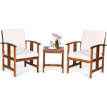 3 Pieces Solid Wood Patio Sofa Set