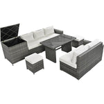 Outdoor 6-Piece PE Rattan Tempered Glass Table