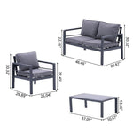 4-piece Aluminum Outdoor Patio Sectional Sofa