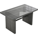 Outdoor 6-Piece PE Rattan Tempered Glass Table