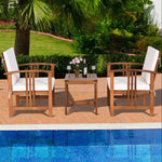 3 Pieces Solid Wood Patio Sofa Set