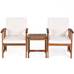 3 Pieces Solid Wood Patio Sofa Set