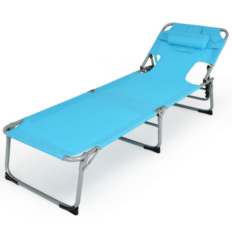 Folding Beach Lounge Chair with Pillow