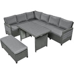 5-Piece Patio Rattan PE Wicker L-Shaped Sofa