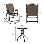 Bistro 3 Pieces Round Table and Folding Chairs