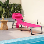 Folding Beach Lounge Chair with Pillow