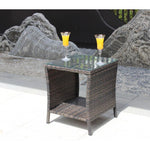 Outdoor Patio Furniture Table with Clear Tempered Glass