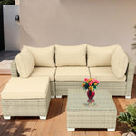 Patio Furniture Set 5 Pieces Wicker Sofa