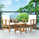 3 Pieces Solid Wood Patio Sofa Set