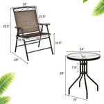 Bistro 3 Pieces Round Table and Folding Chairs