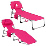 Folding Beach Lounge Chair with Pillow