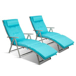 Folding Chaise Lounge Chair with Pillow