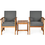 3 Pieces Solid Wood Patio Sofa Set