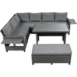 5-Piece Patio Rattan PE Wicker L-Shaped Sofa