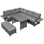 5-Piece Patio Rattan PE Wicker L-Shaped Sofa