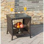 Outdoor Patio Furniture Table with Clear Tempered Glass